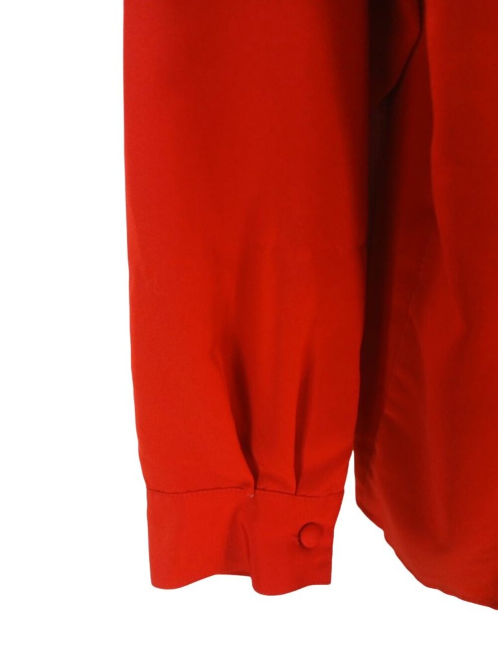 Vintage 80s Hill Archer Red High Neck Pleated Blouse Size 12 Long Sleeve Pleated - Picture 13 of 16